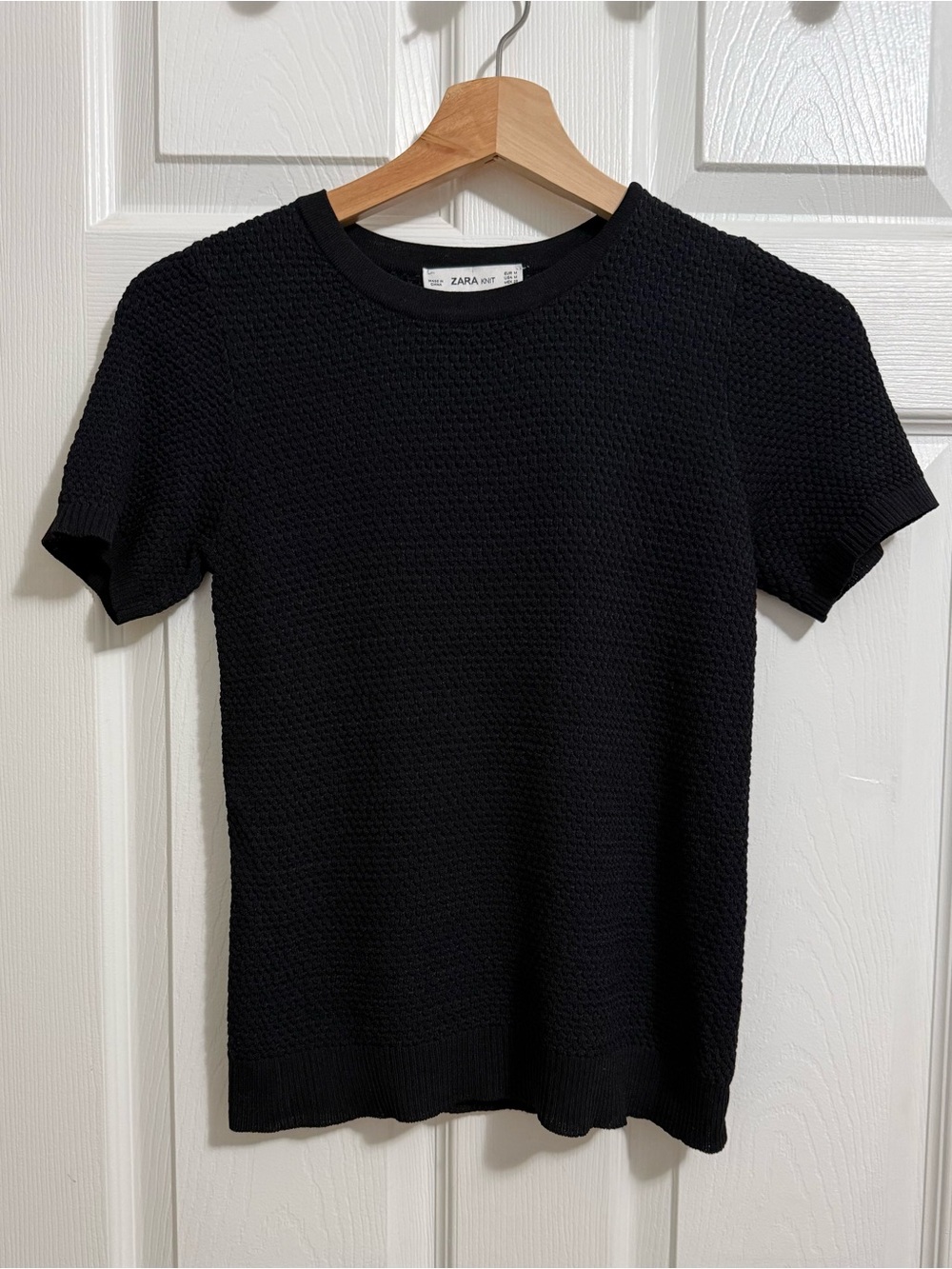 ZARA Knit Short Sleeve Sweater - Dark Gray